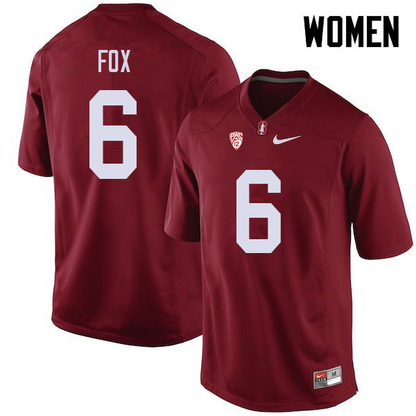 Women #6 Andres Fox Stanford Cardinal College Football Jerseys Sale-Cardinal